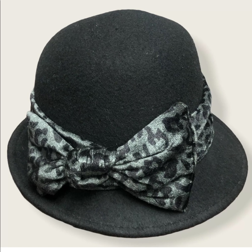 Scala Wool Cloche Hat Velvet Animal Print Band